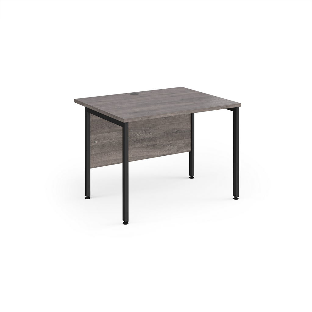 Picture of Maestro 25 straight desk 1000mm x 800mm - black H-frame leg, grey oak top