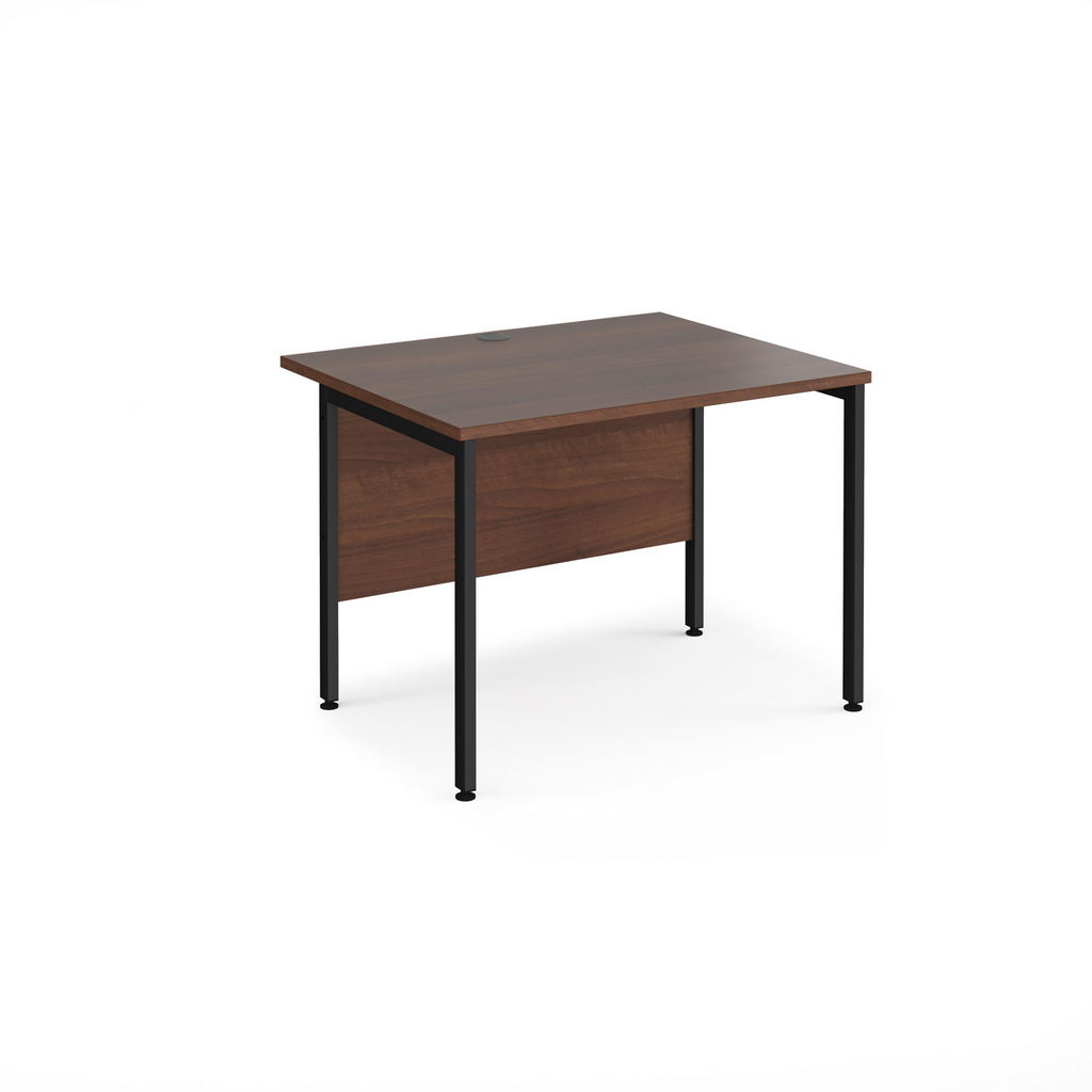 Picture of Maestro 25 straight desk 1000mm x 800mm - black H-frame leg, walnut top