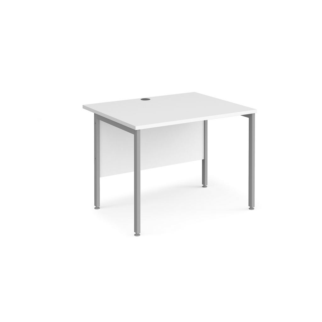 Picture of Maestro 25 straight desk 1000mm x 800mm - silver H-frame leg, white top