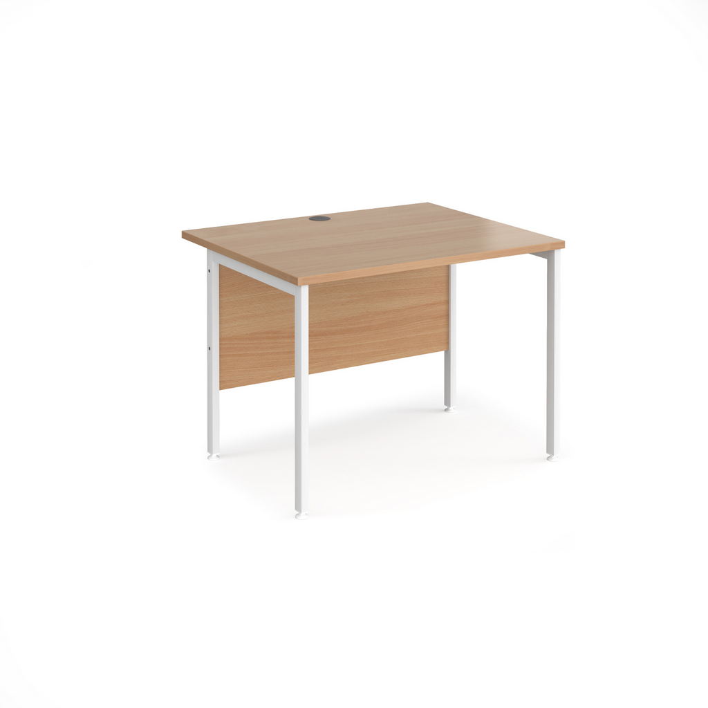 Picture of Maestro 25 straight desk 1000mm x 800mm - white H-frame leg, beech top