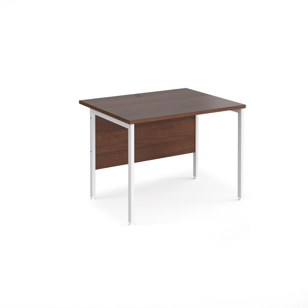 Picture of Maestro 25 straight desk 1000mm x 800mm - white H-frame leg, walnut top