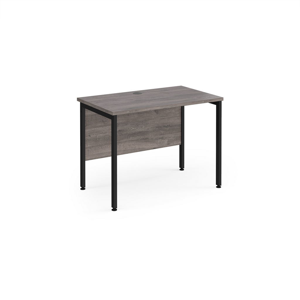 Picture of Maestro 25 straight desk 1000mm x 600mm - black H-frame leg, grey oak top