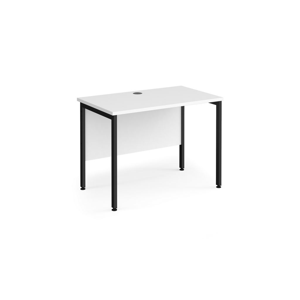 Picture of Maestro 25 straight desk 1000mm x 600mm - black H-frame leg, white top