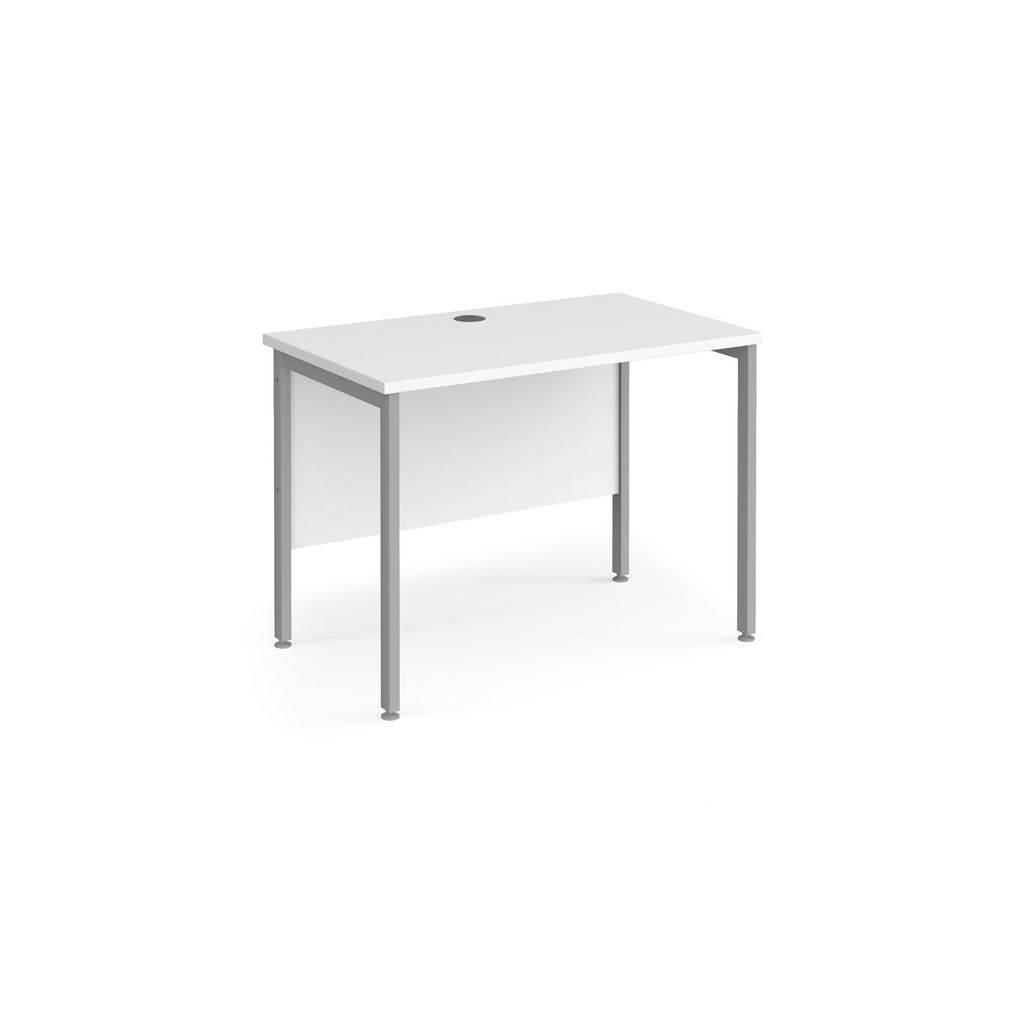 Picture of Maestro 25 straight desk 1000mm x 600mm - silver H-frame leg, white top