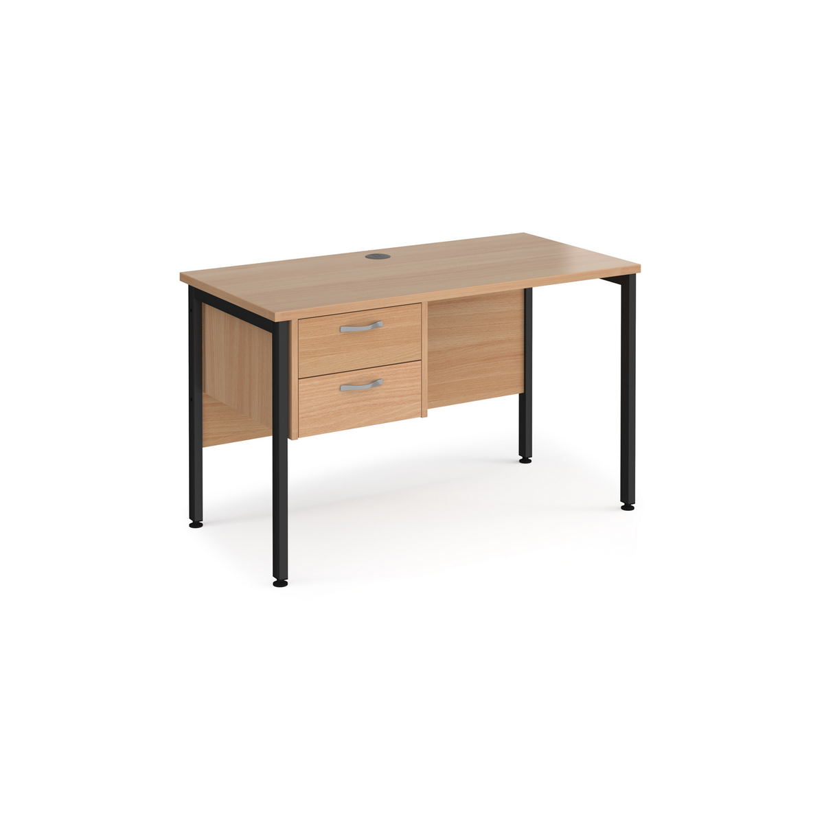 Picture of Maestro 25 straight desk 1200mm x 600mm with 2 drawer pedestal - black H-frame leg, beech top