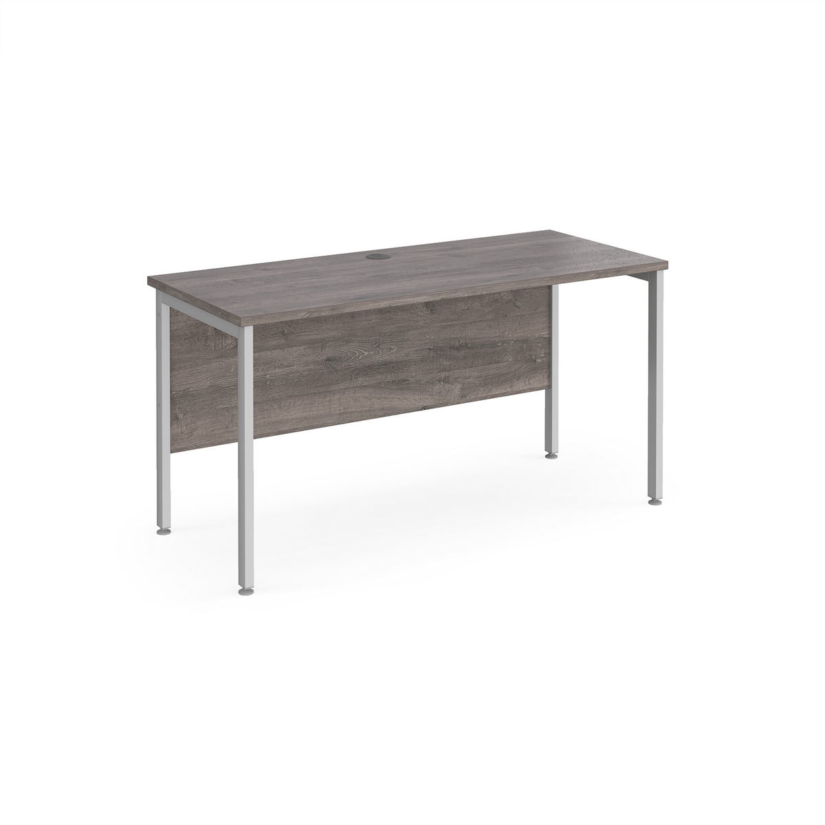 Picture of Maestro 25 straight desk 1400mm x 600mm - silver H-frame leg, grey oak top