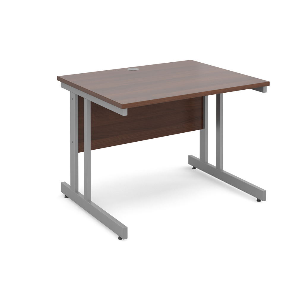 Picture of Momento straight desk 1000mm x 800mm - silver cantilever frame, walnut top