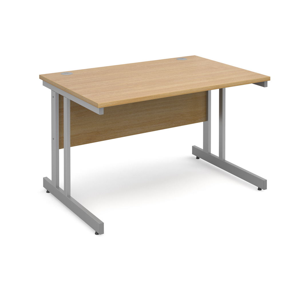 Picture of Momento straight desk 1200mm x 800mm - silver cantilever frame, oak top