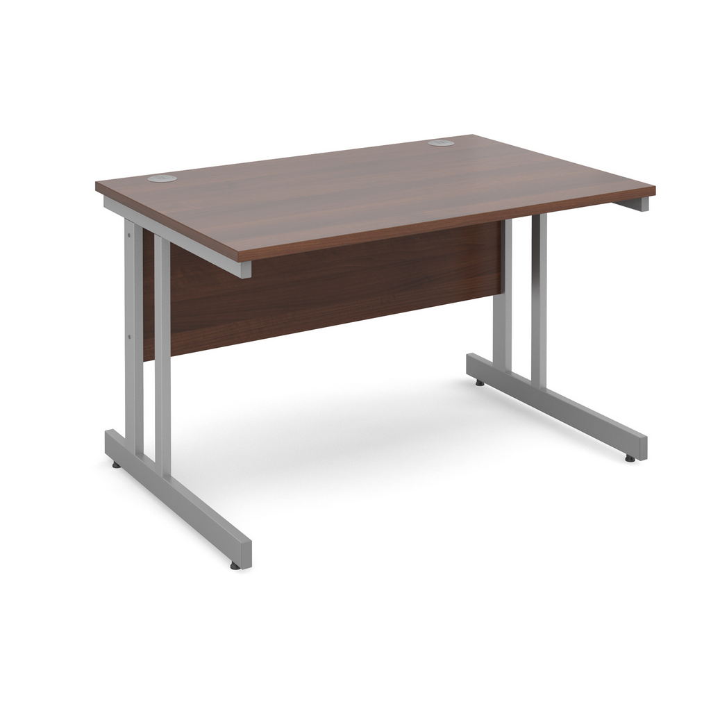 Picture of Momento straight desk 1200mm x 800mm - silver cantilever frame, walnut top