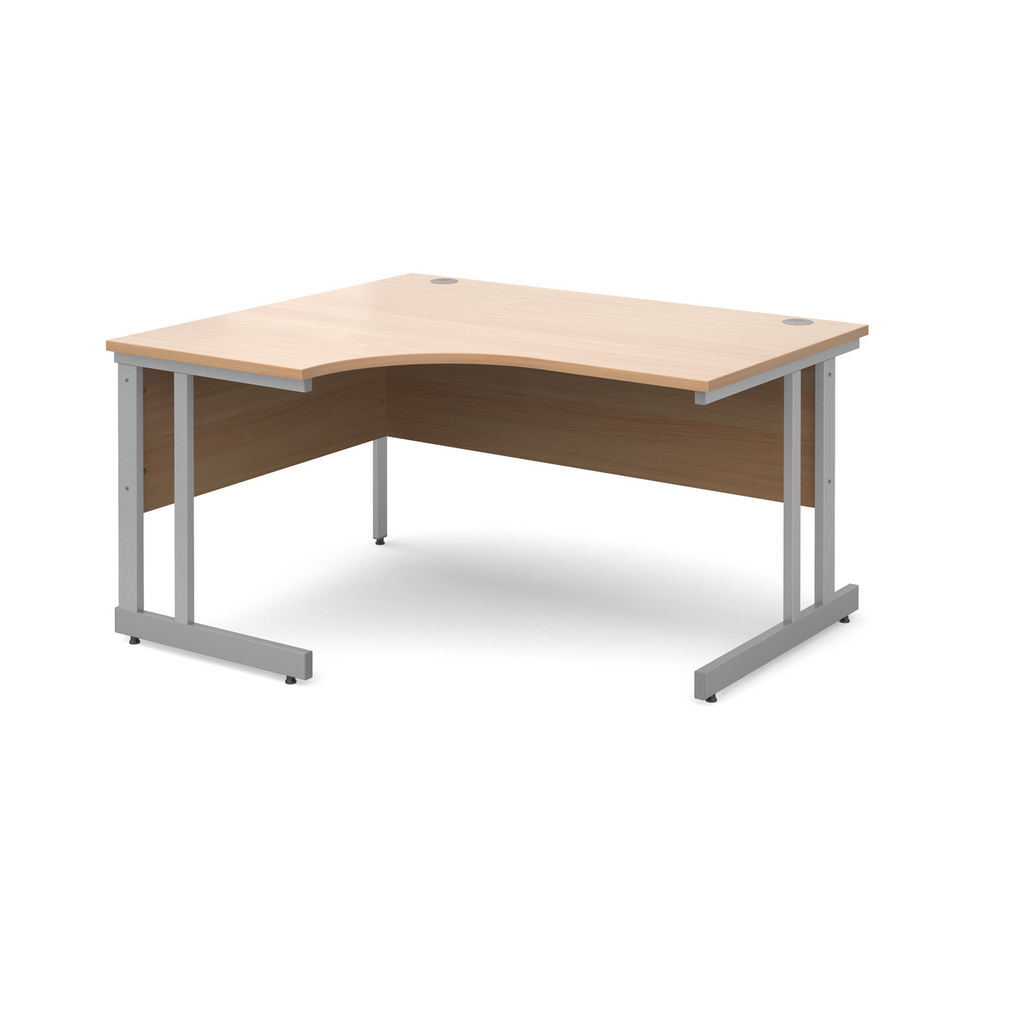 Picture of Momento left hand ergonomic desk 1400mm - silver cantilever frame, beech top