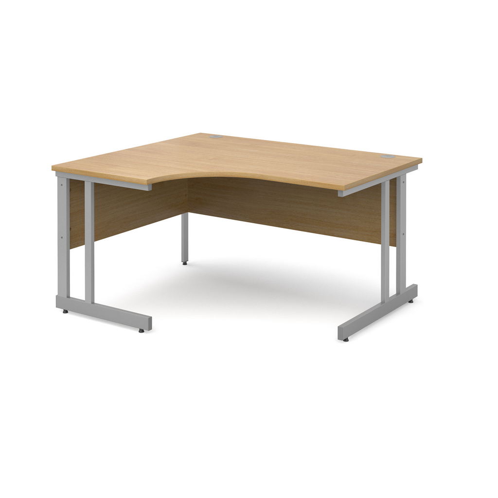 Picture of Momento left hand ergonomic desk 1400mm - silver cantilever frame, oak top