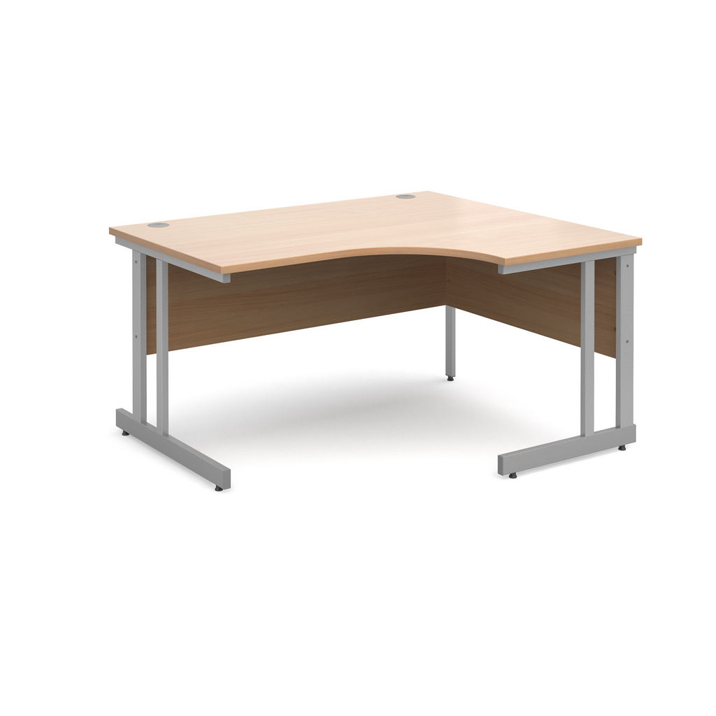 Picture of Momento right hand ergonomic desk 1400mm - silver cantilever frame, beech top