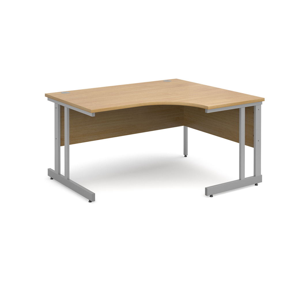Picture of Momento right hand ergonomic desk 1400mm - silver cantilever frame, oak top