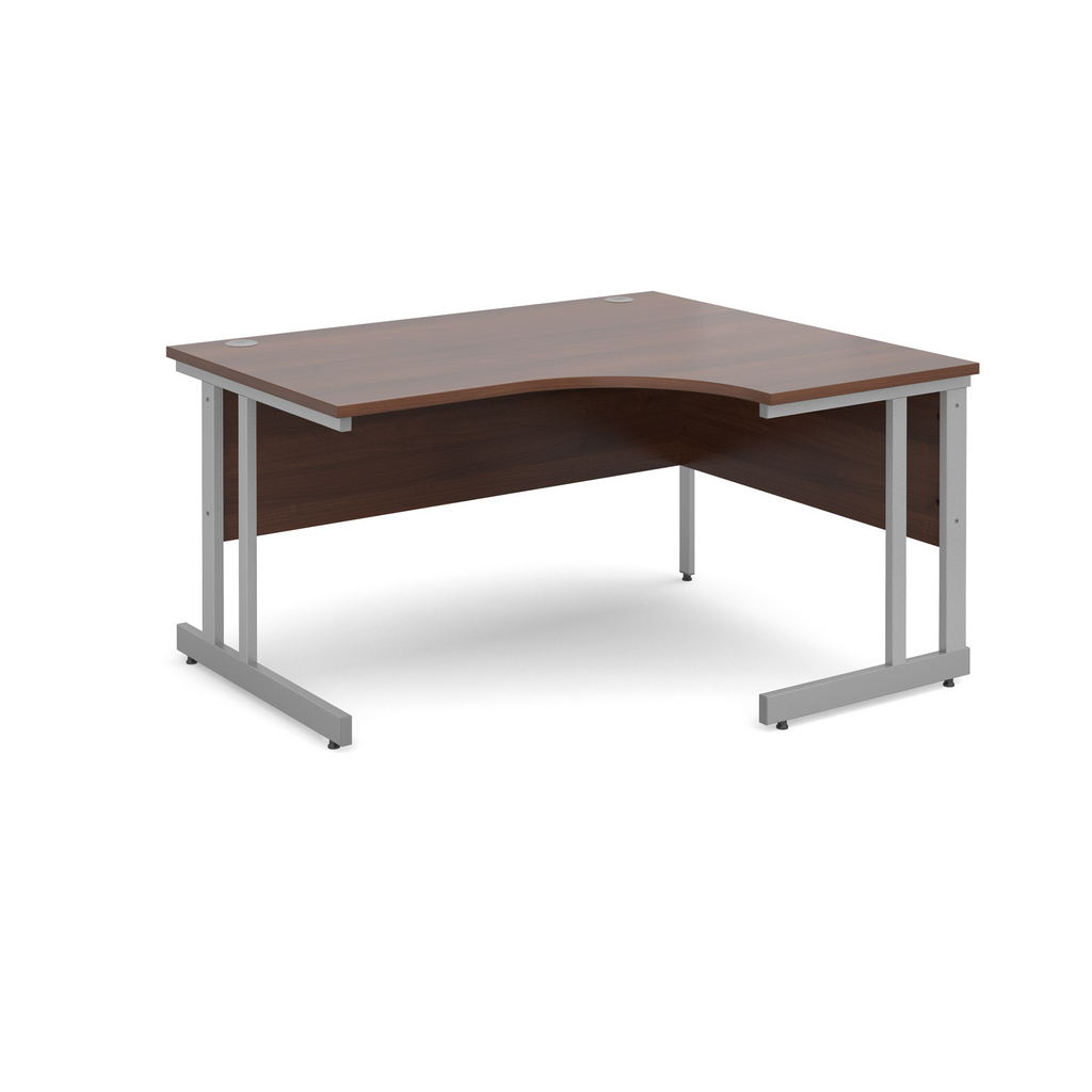 Picture of Momento right hand ergonomic desk 1400mm - silver cantilever frame, walnut top
