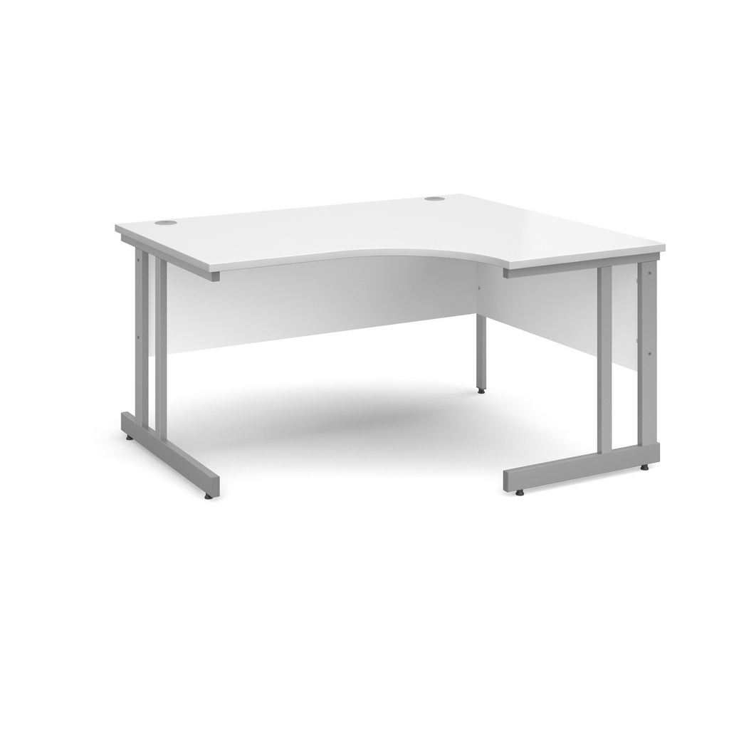 Picture of Momento right hand ergonomic desk 1400mm - silver cantilever frame, white top
