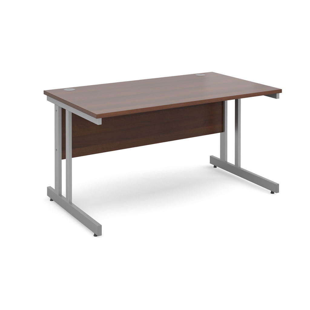 Picture of Momento straight desk 1400mm x 800mm - silver cantilever frame, walnut top