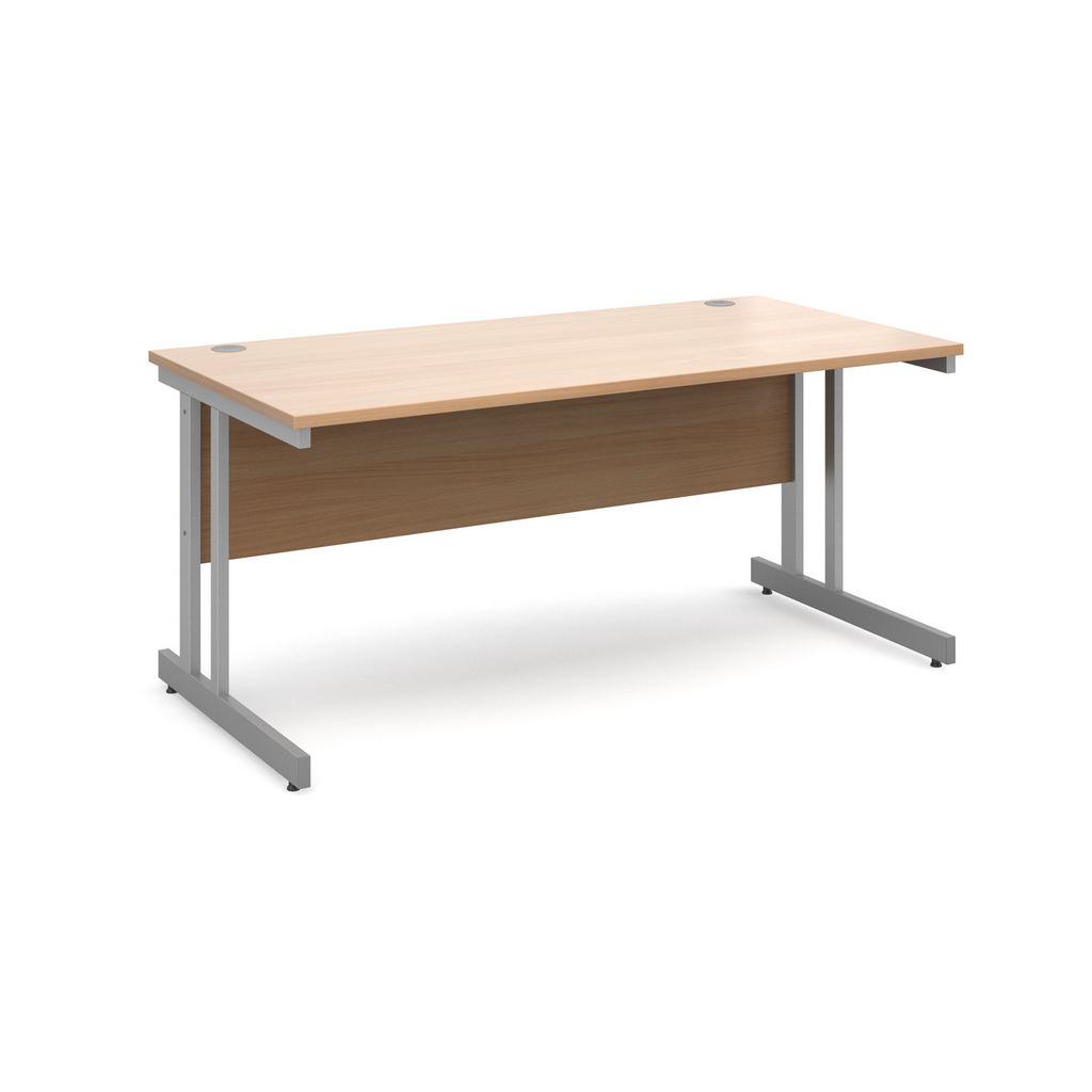 Picture of Momento straight desk 1600mm x 800mm - silver cantilever frame, beech top
