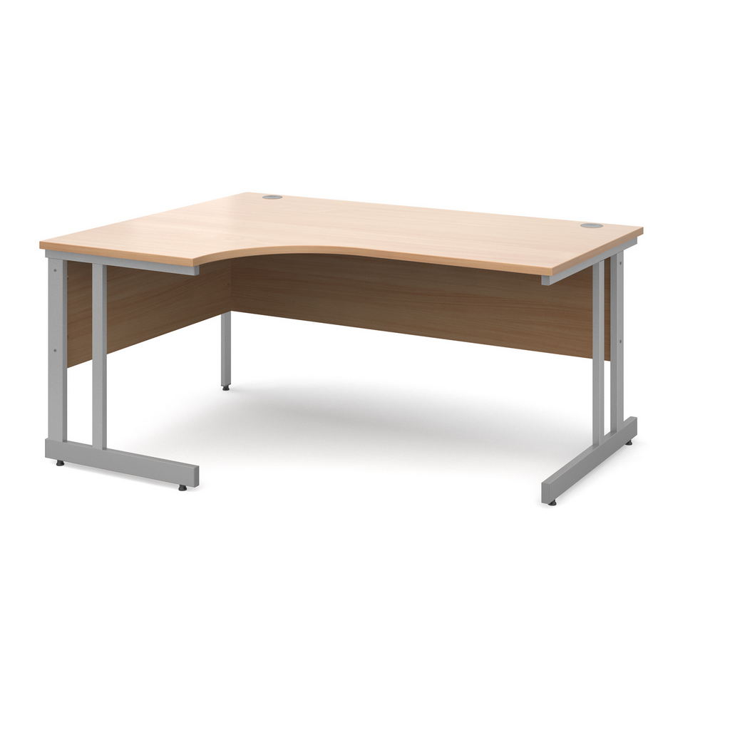 Picture of Momento left hand ergonomic desk 1600mm - silver cantilever frame, beech top