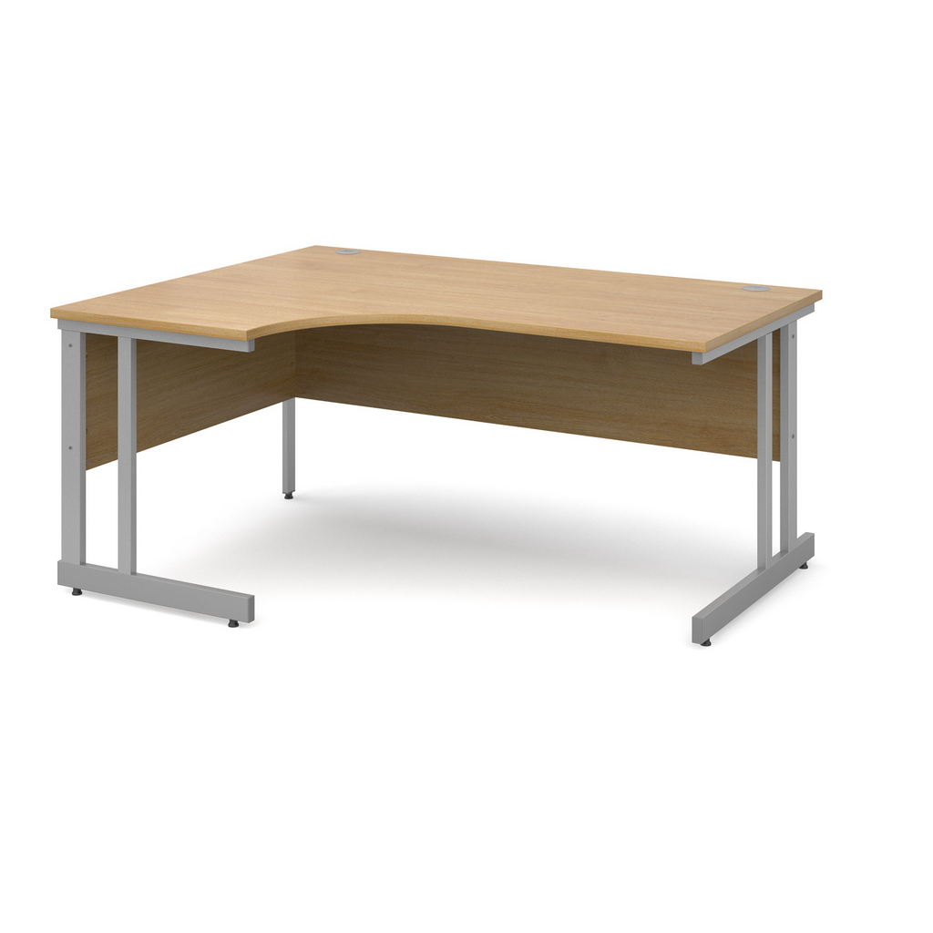Picture of Momento left hand ergonomic desk 1600mm - silver cantilever frame, oak top