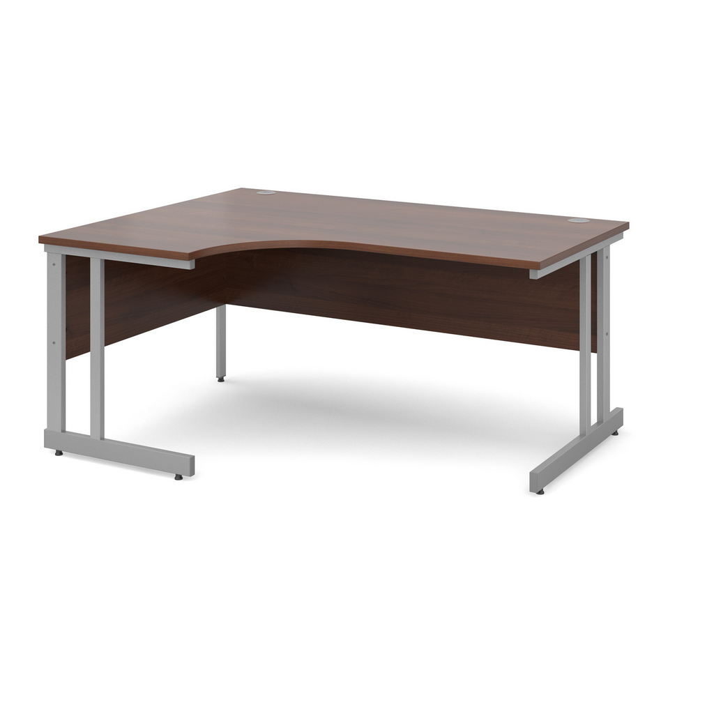 Picture of Momento left hand ergonomic desk 1600mm - silver cantilever frame, walnut top