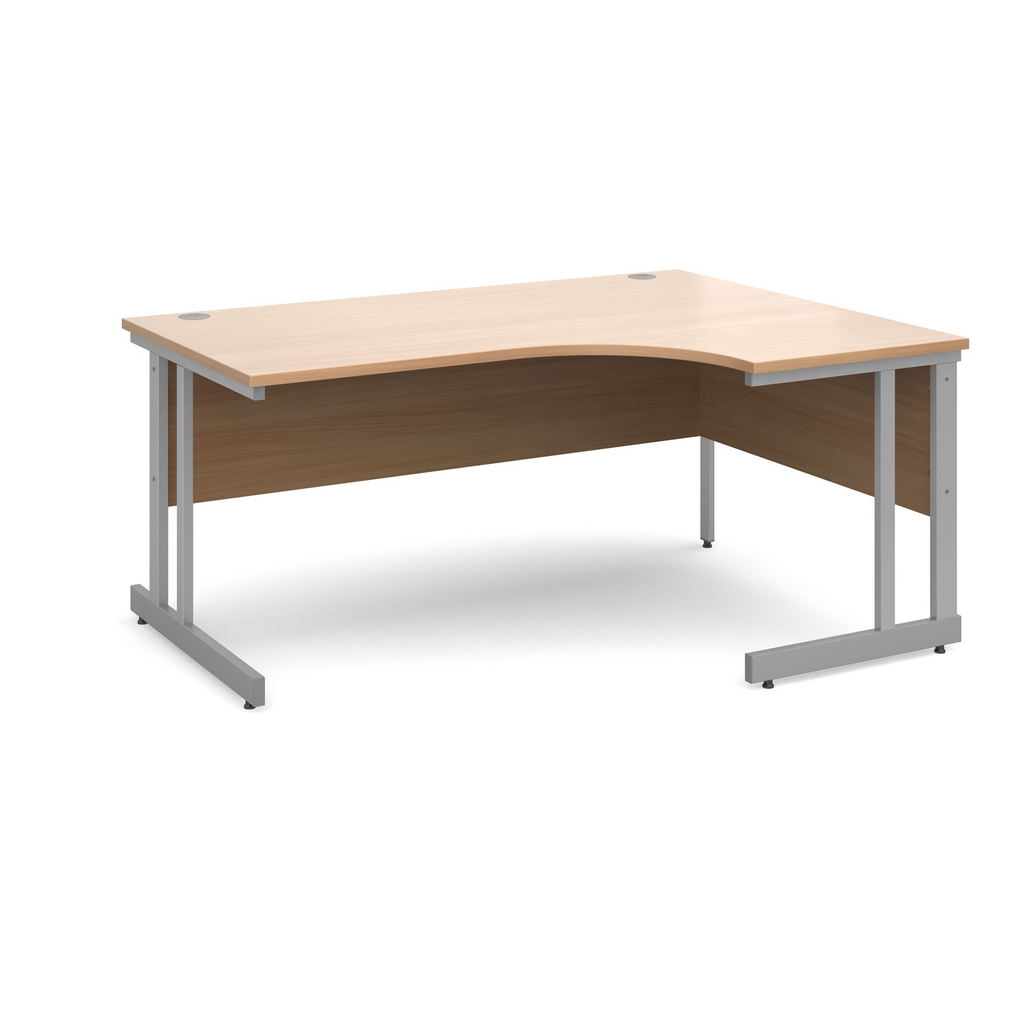 Picture of Momento right hand ergonomic desk 1600mm - silver cantilever frame, beech top