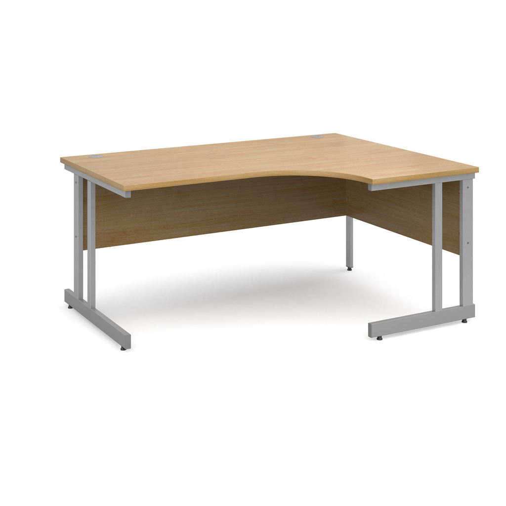 Picture of Momento right hand ergonomic desk 1600mm - silver cantilever frame, oak top