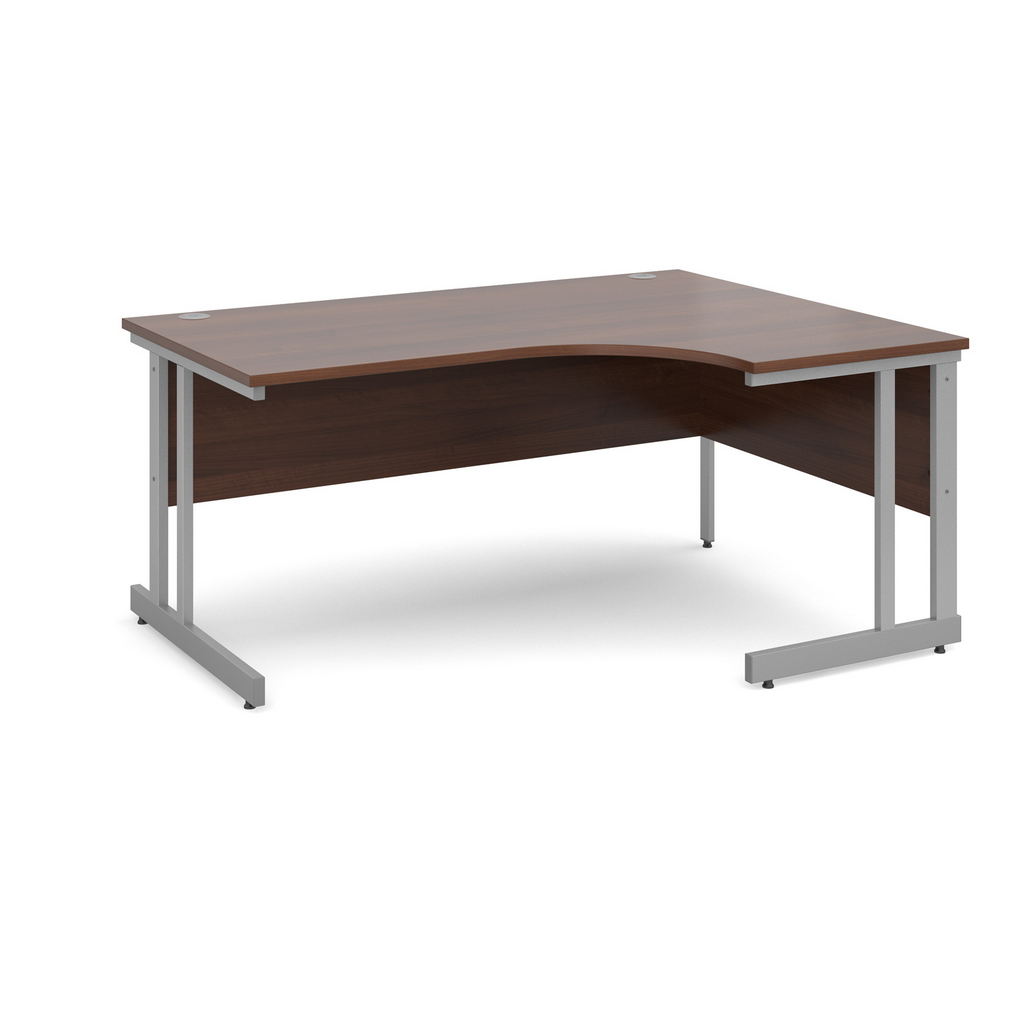 Picture of Momento right hand ergonomic desk 1600mm - silver cantilever frame, walnut top