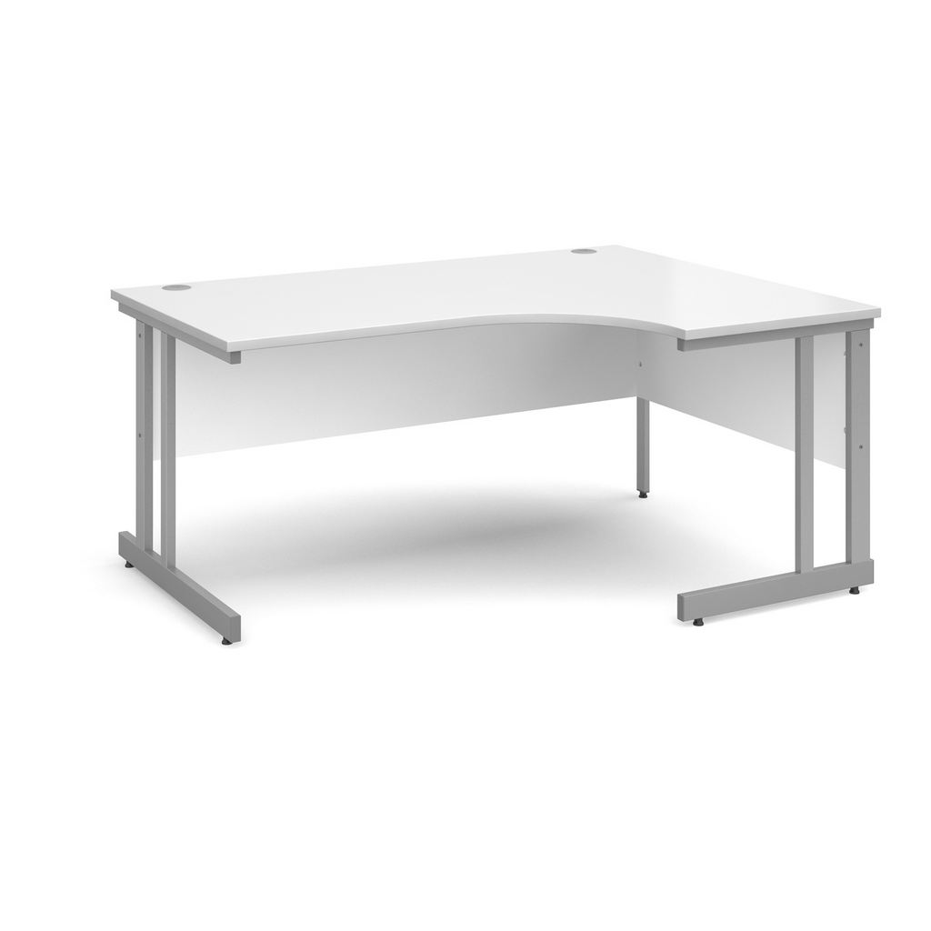 Picture of Momento right hand ergonomic desk 1600mm - silver cantilever frame, white top