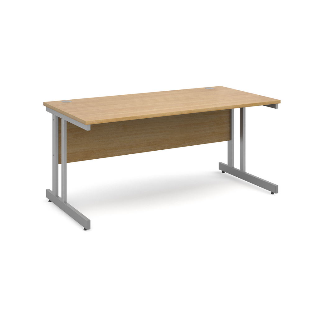 Picture of Momento straight desk 1600mm x 800mm - silver cantilever frame, oak top