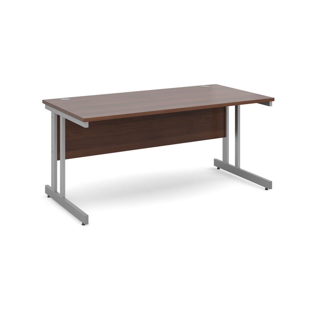 Picture of Momento straight desk 1600mm x 800mm - silver cantilever frame, walnut top