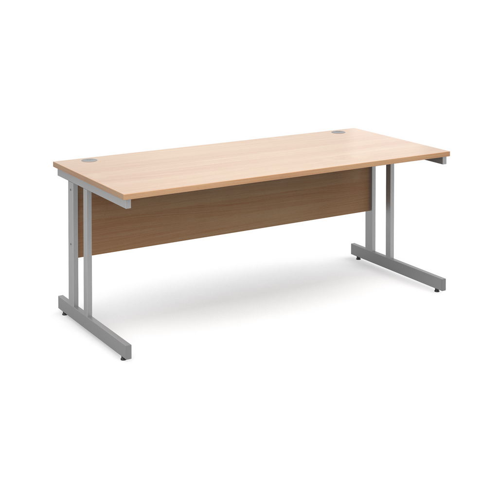 Picture of Momento straight desk 1800mm x 800mm - silver cantilever frame, beech top