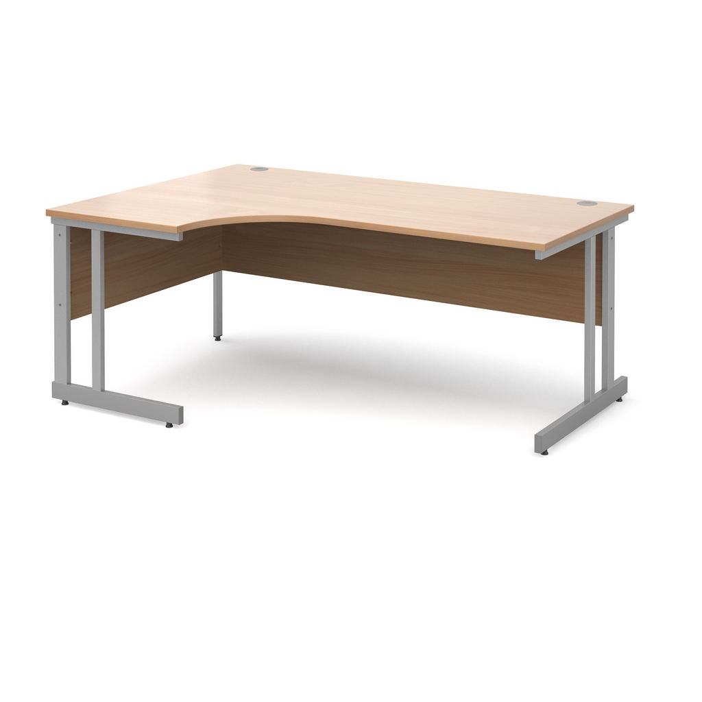 Picture of Momento left hand ergonomic desk 1800mm - silver cantilever frame, beech top
