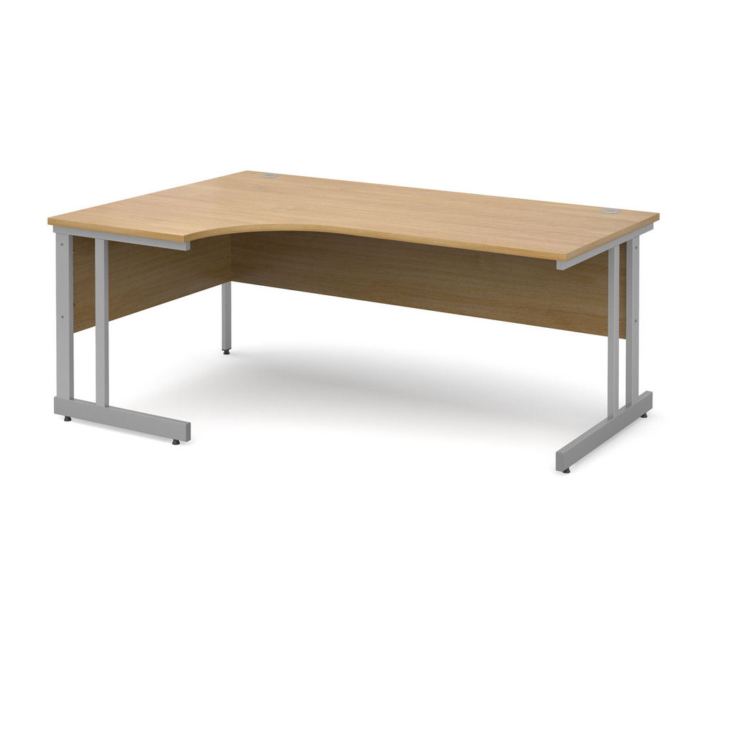 Picture of Momento left hand ergonomic desk 1800mm - silver cantilever frame, oak top