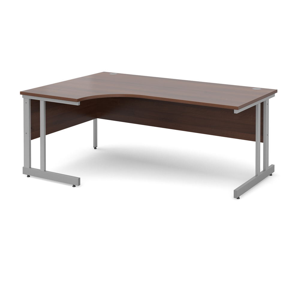 Picture of Momento left hand ergonomic desk 1800mm - silver cantilever frame, walnut top