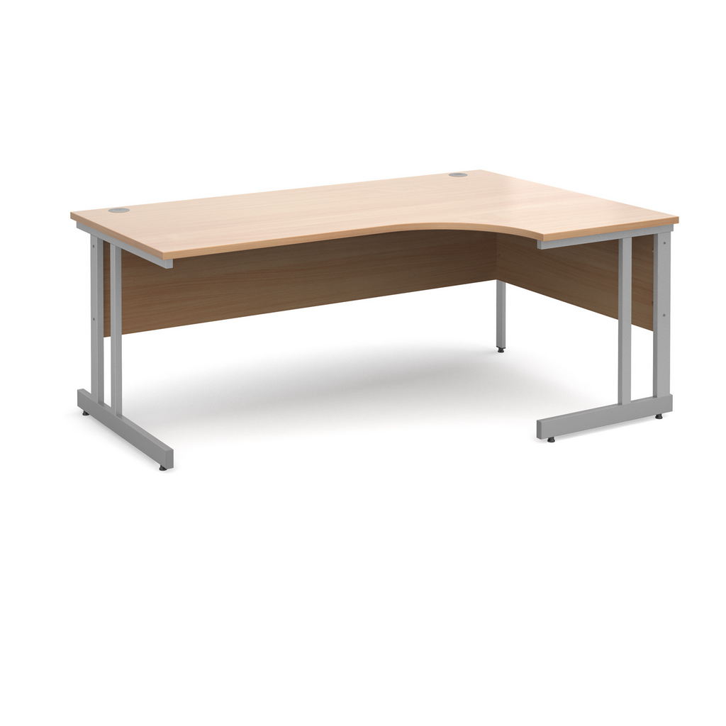 Picture of Momento right hand ergonomic desk 1800mm - silver cantilever frame, beech top