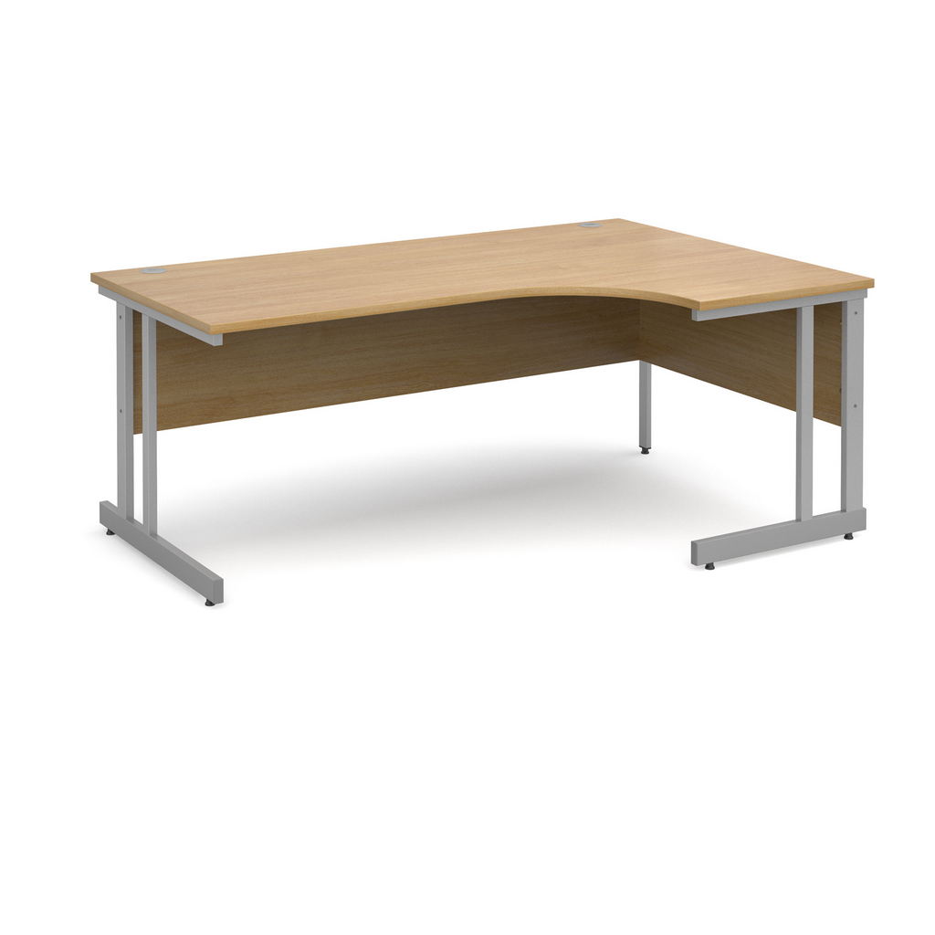 Picture of Momento right hand ergonomic desk 1800mm - silver cantilever frame, oak top