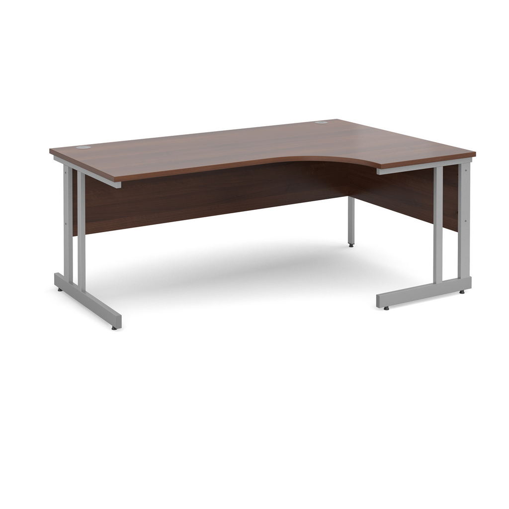 Picture of Momento right hand ergonomic desk 1800mm - silver cantilever frame, walnut top