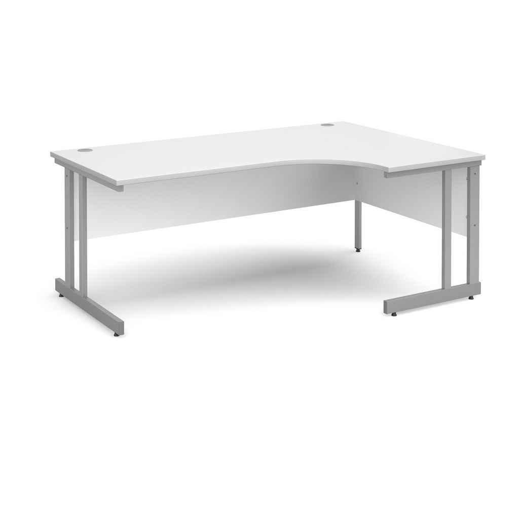 Picture of Momento right hand ergonomic desk 1800mm - silver cantilever frame, white top