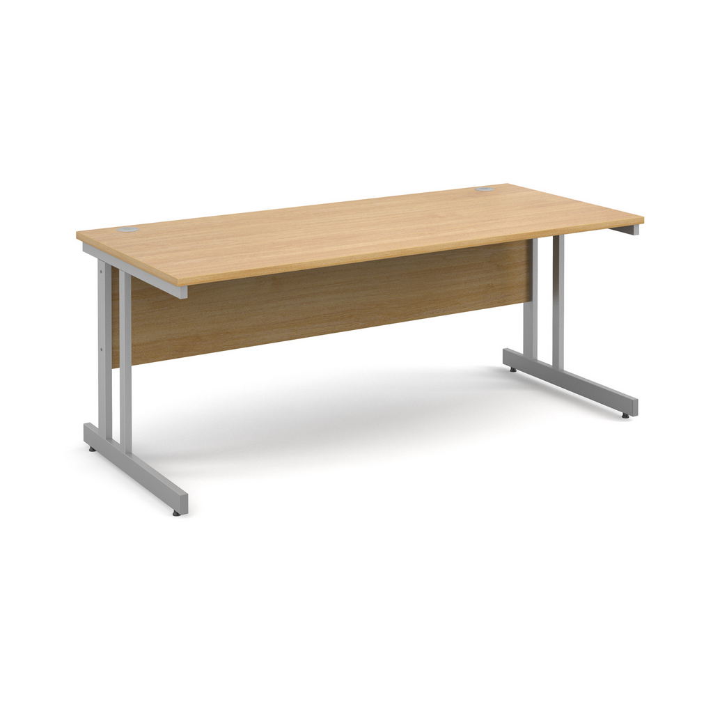 Picture of Momento straight desk 1800mm x 800mm - silver cantilever frame, oak top