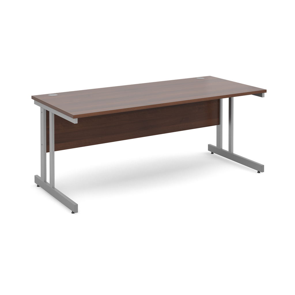 Picture of Momento straight desk 1800mm x 800mm - silver cantilever frame, walnut top
