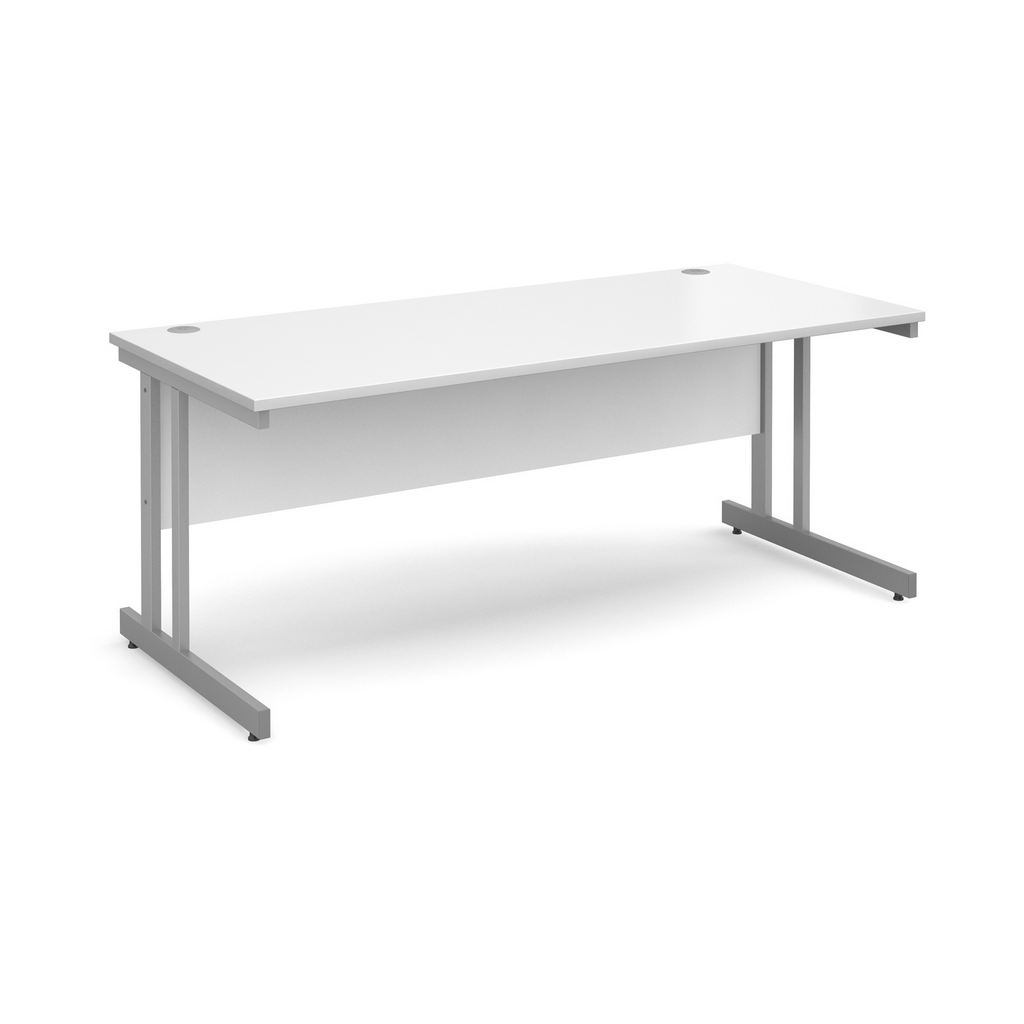 Picture of Momento straight desk 1800mm x 800mm - silver cantilever frame, white top