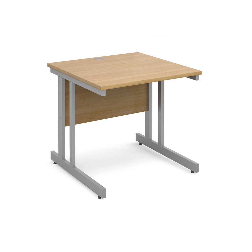 Picture of Momento straight desk 800mm x 800mm - silver cantilever frame, oak top