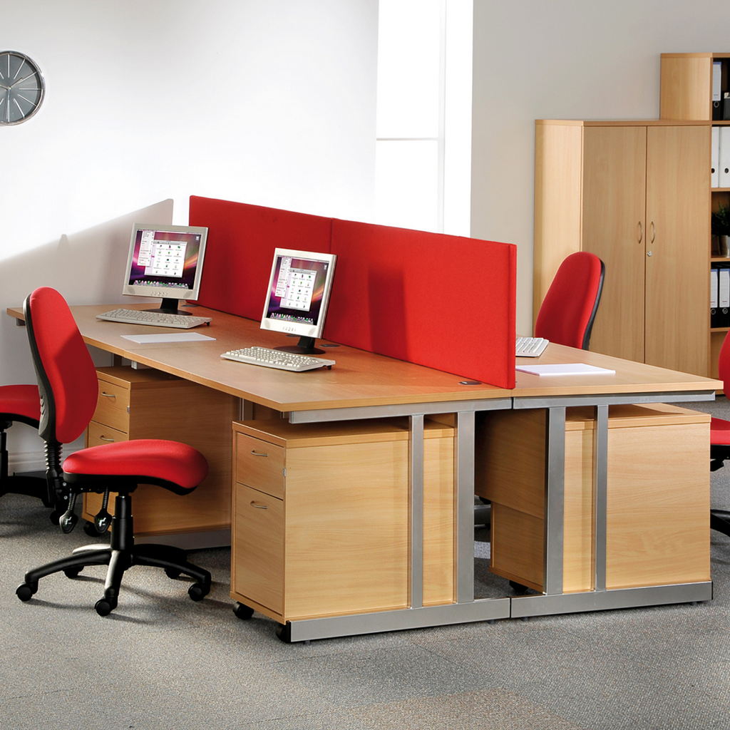 Picture of Momento straight desk 1400mm x 800mm - silver cantilever frame, beech top