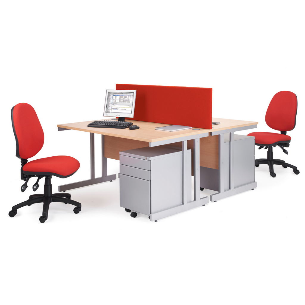Picture of Momento straight desk 1600mm x 800mm - silver cantilever frame, beech top
