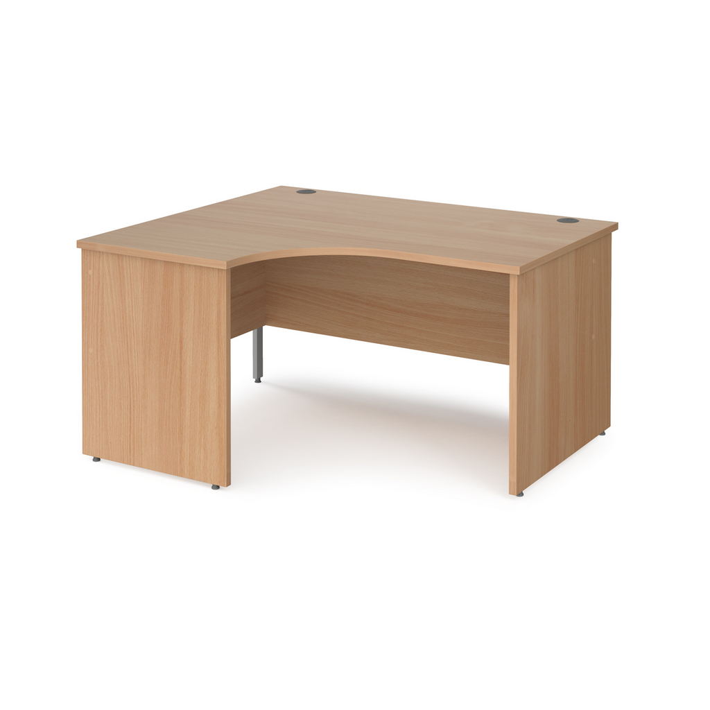 Picture of Maestro 25 left hand ergonomic desk 1400mm wide - beech top with panel end leg