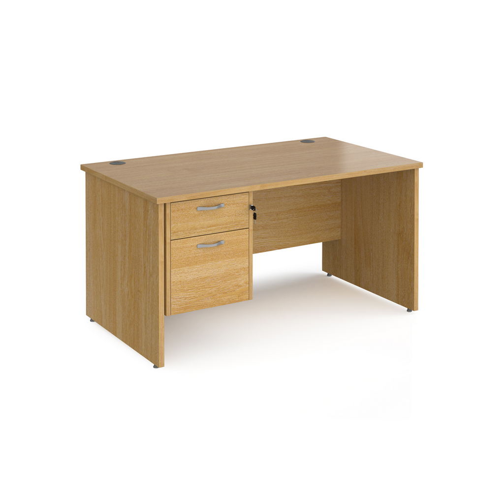 Picture of Maestro 25 straight desk 1400mm x 800mm with 2 drawer pedestal - oak top with panel end leg