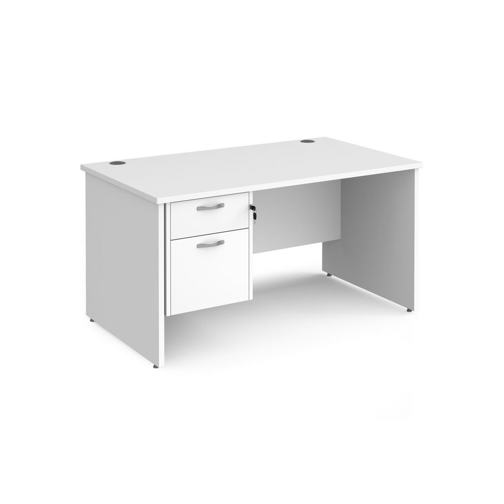 Picture of Maestro 25 straight desk 1400mm x 800mm with 2 drawer pedestal - white top with panel end leg