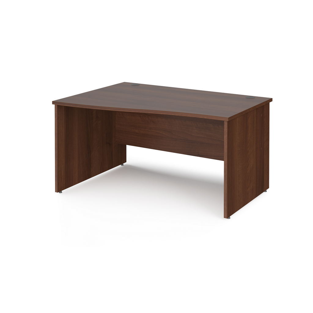 Picture of Maestro 25 left hand wave desk 1400mm wide - walnut top with panel end leg