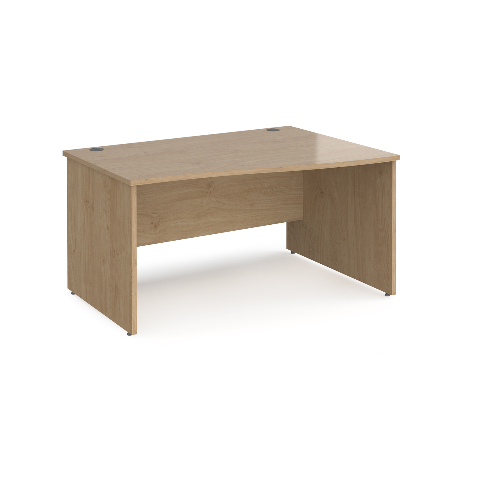 Picture of Maestro 25 right hand wave desk 1400mm wide - Kendal Oak Top with panel end leg