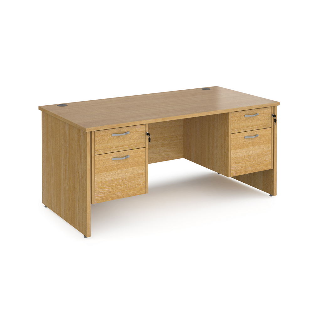 Picture of Maestro 25 straight desk 1600mm x 800mm with two x 2 drawer pedestals - oak top with panel end leg